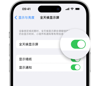 隆安苹果15预约维修分享iPhone15如何设置全天候显示屏幕可见 